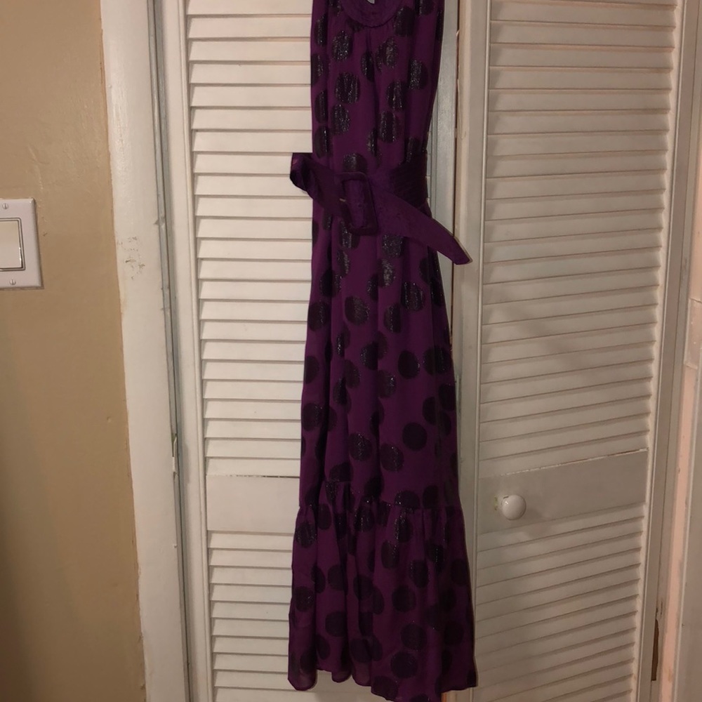 Tibi New York Purple Belted Polkadot Midi Dress - Picture 7 of 8